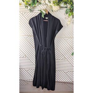 ARITZIA WILFRED Women's Black Japanese Silk Crossover Tie Shawl Dress Small READ